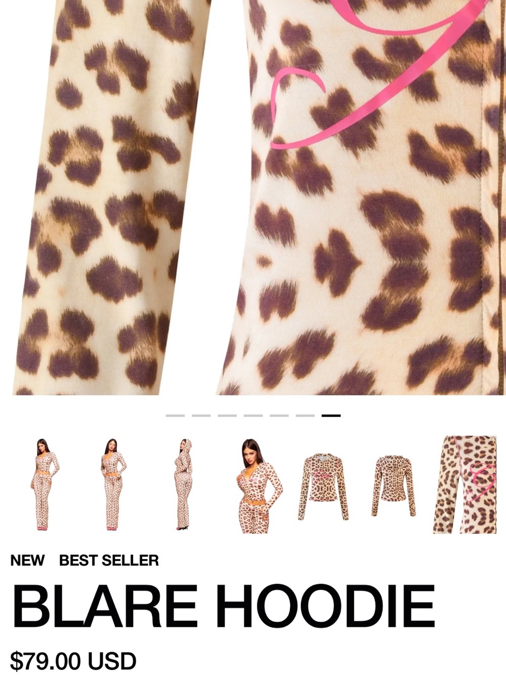 I.AM.GIA Cream and Brown Leopard Hooded with Pink Trim - Picture 5 of 5